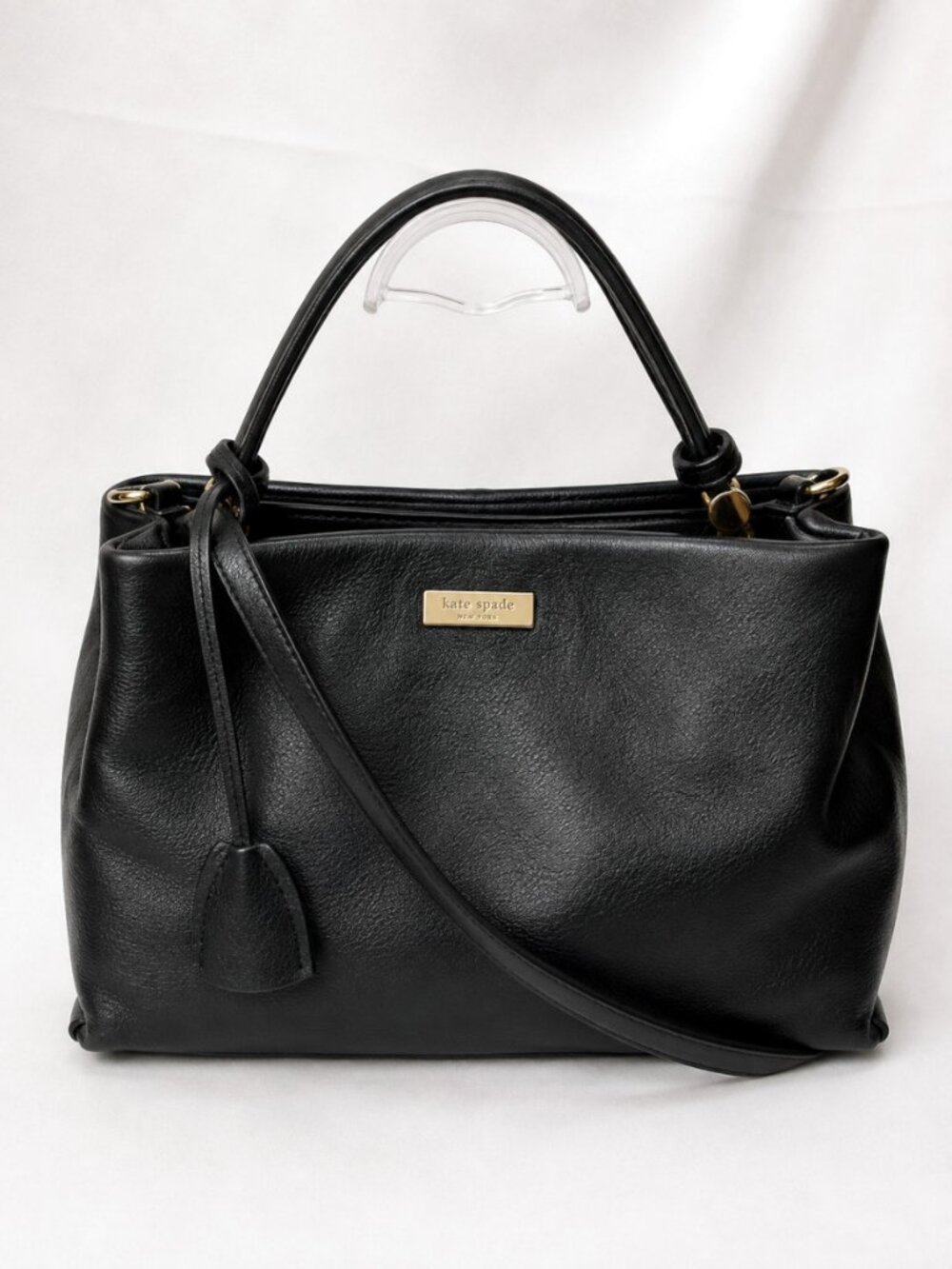 Kate Spade New York WKRU3648 Black Goat Leather Convertible Satchel